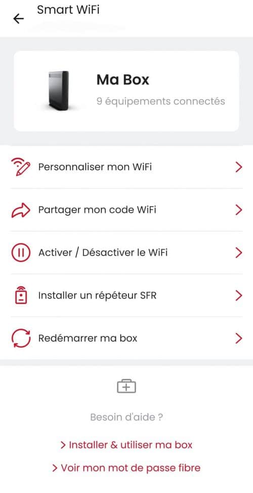 WiFi box SFR avec app