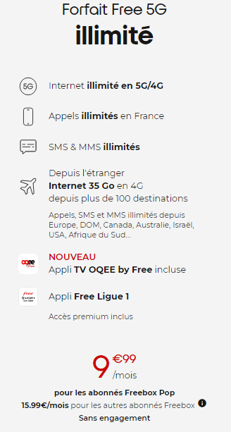 forfait free 5G illimité
