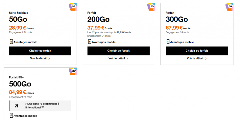 forfaits avec téléphone inclus Orange