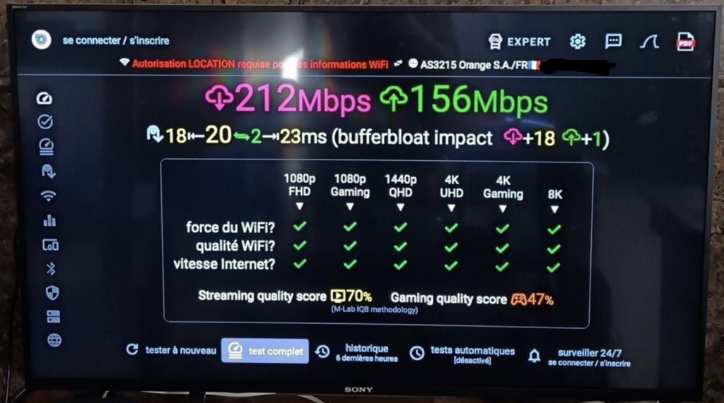 test débit wifi Livebox 7
