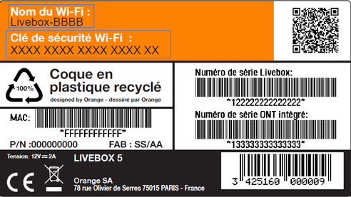 Livebox 5 étiquette