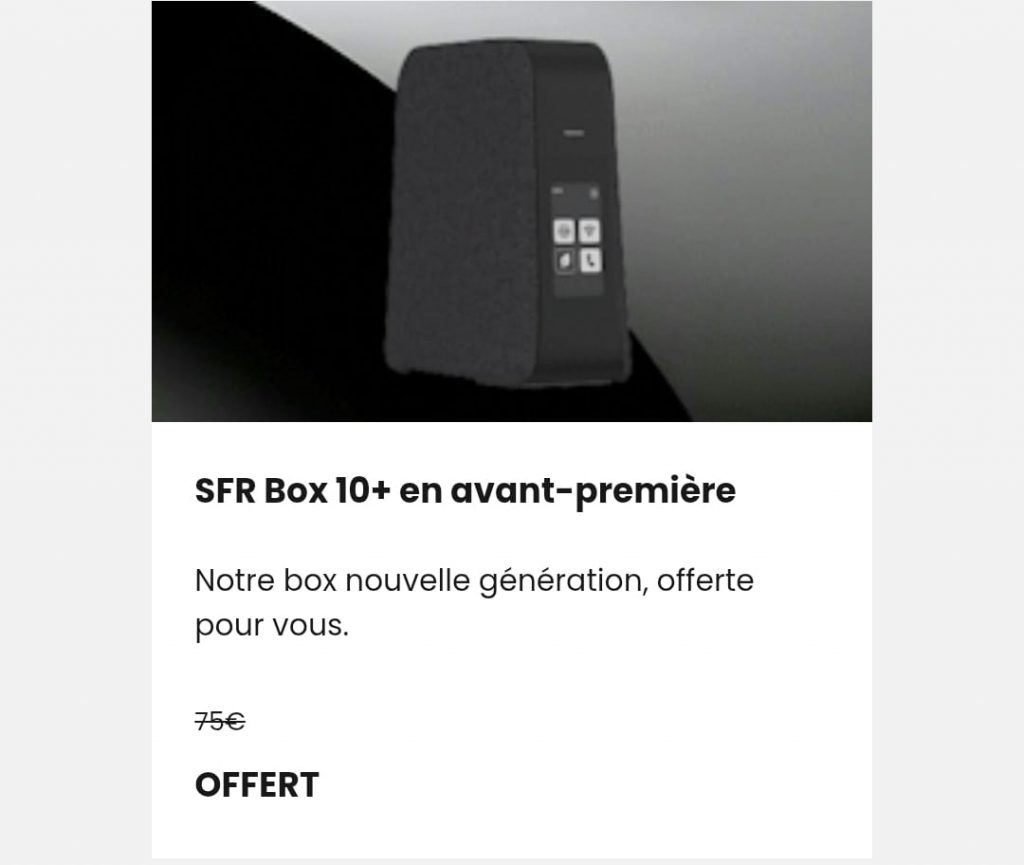 SFR Box 10+ sur l'espace client SFR