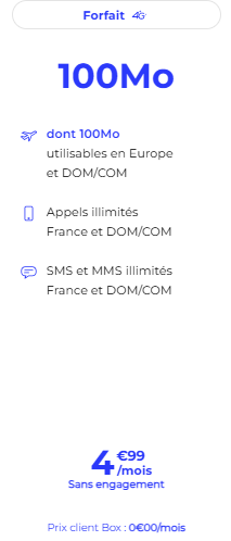 Forfait mobile famille 100 Mo