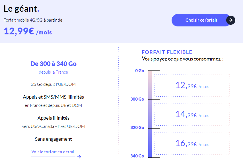 Forfait 5G Le Géant Prixtel