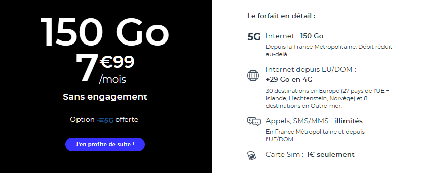 Forfait 5G 150 Go CDiscount Mobile