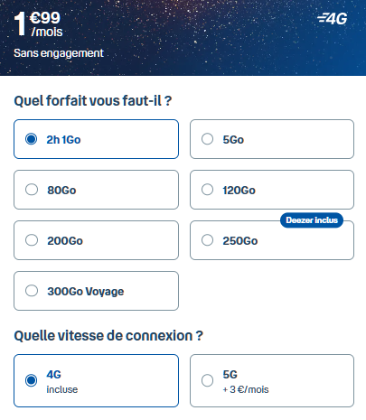 Forfait sans internet B&You