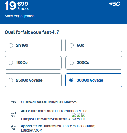 Forfait internet illimité B&You 300 Go