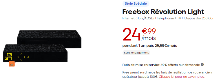 Freebox Révolution Light tarif
