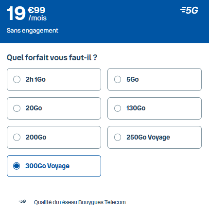 Forfait internet illimité B&You 300 Go
