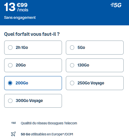 Forfait 5G B&You