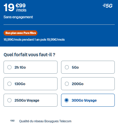 Forfait internet illimité B&You 300 Go