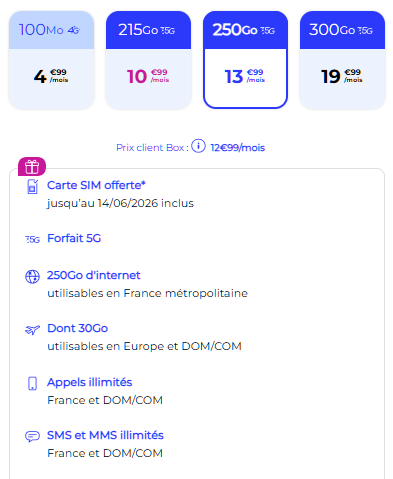 Forfait internet illimité La Poste 250 Go