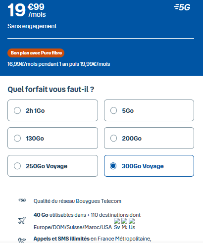 Forfait sans engagement B&You