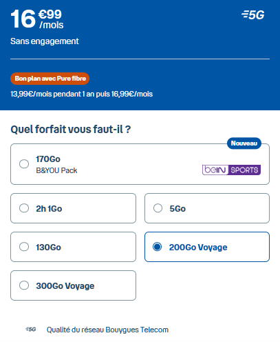 Forfait 5G B&You