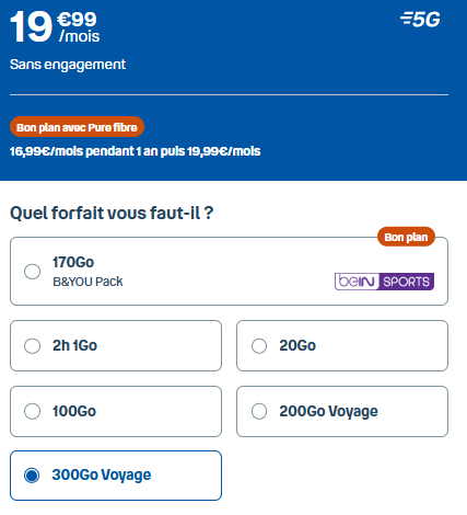 Forfait internet illimité B&You 300 Go