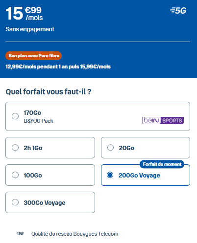 Forfait 5G B&You