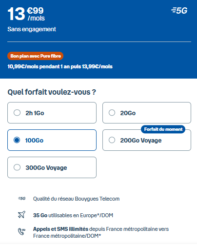 Forfait mobile pas cher B&You
