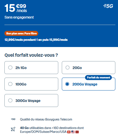 Forfait sans engagement B&You
